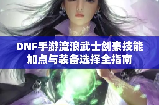 DNF手游流浪武士剑豪技能加点与装备选择全指南