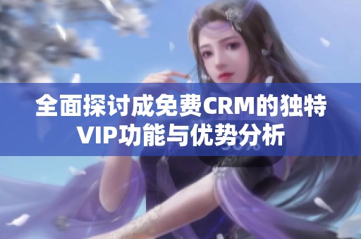 全面探讨成免费CRM的独特VIP功能与优势分析