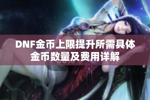 DNF金币上限提升所需具体金币数量及费用详解