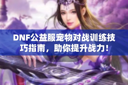 DNF公益服宠物对战训练技巧指南，助你提升战力！