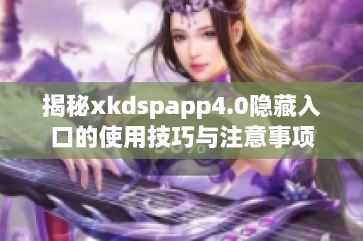 揭秘xkdspapp4.0隐藏入口的使用技巧与注意事项