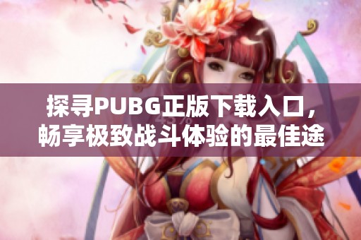 探寻PUBG正版下载入口，畅享极致战斗体验的最佳途径